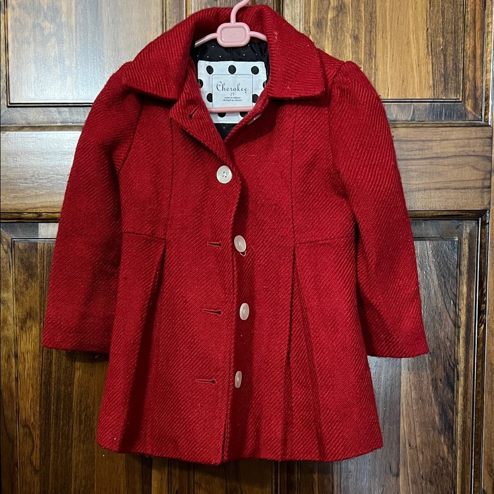 Cherokee Kids Red Pea Coat